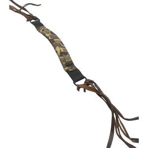 boyt sling camo material leather fringe padded brown 22"+24" leather fringe READ